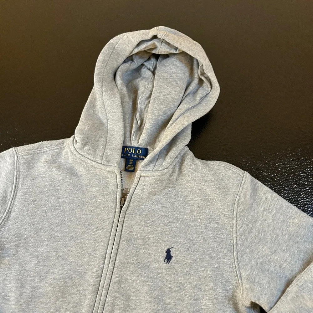 Polo Ralph Lauren‎ Full Zip Hoodie Sweatshirt Pony Logo Gray Youth Small (8)
